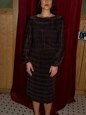 Vintage ILGWU Sue Brett Shimmer Knee Length Dress
